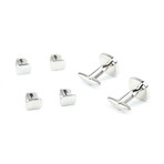 Rounded Square Cufflink Stud Set // Black