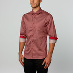 Woven Circles Button-Up Shirt // Red (S)