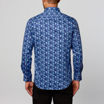 Watercolor Agate Button-Up Shirt // Blue (XL)