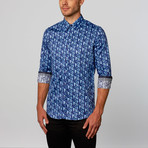 Watercolor Agate Button-Up Shirt // Blue (L)