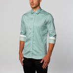 Morrocan Print Button-Up Shirt // Seafoam (L)