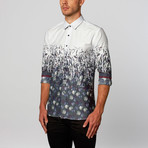 Gradient Circle Print Button-Up Shirt // Black + White (XL)