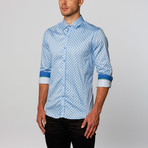 Diamond Striped Button-Up Shirt // Blue (L)