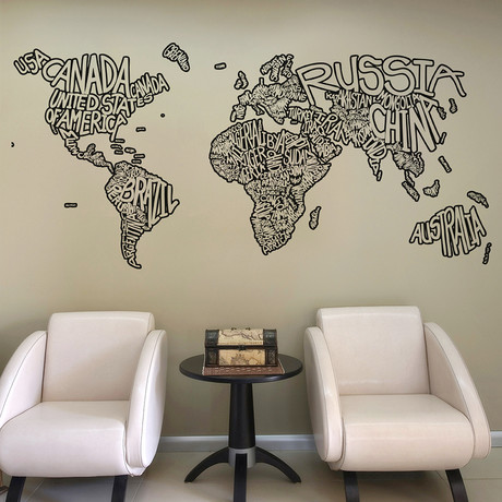 Country Name World Map (72"W x 34"H)