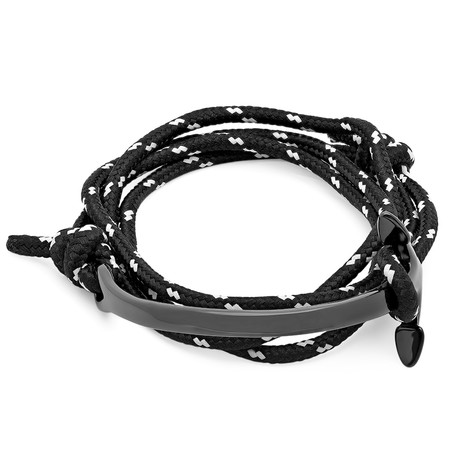 Nylon Wrap Fish Hook Bracelet // Black + White