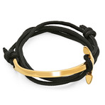 Nylon Wrap Fish Hook Bracelet // Black + Gold