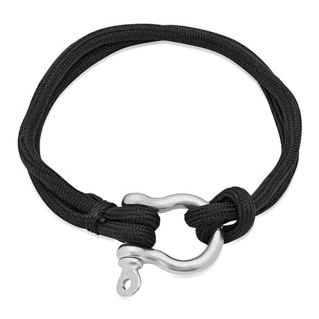 Nylon Screw Clasp Bracelet // Black + Silver