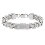 Chain Link Greek Key ID Bracelet // Silver