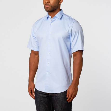 Short Sleeve Button-Up // Light Blue Dottled (S)