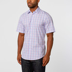 Short Sleeve Button-Up // Pink + Blue Checkered (M)