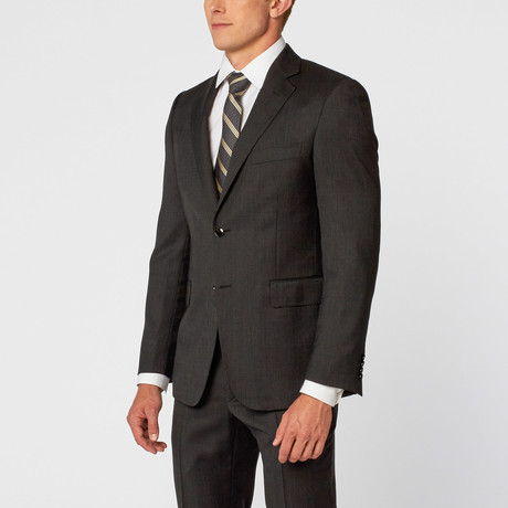 Textured Pinstripe Suit // Dark Grey (US: 48R)