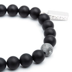 Grand Agate Bead Bracelet // Silver