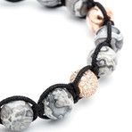 Wolf Stone Shamballa Bracelet // Rose Gold