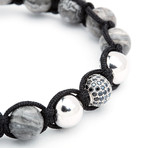 Wolf Stone Shamballa Bracelet // Silver