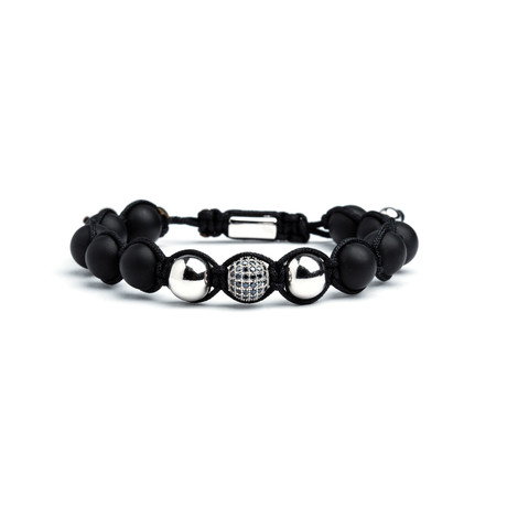 Onyx Shamballa Bracelet // Silver