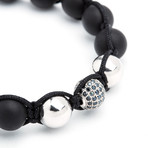 Onyx Shamballa Bracelet // Silver