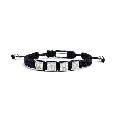 Square Shamballa Bracelet // Silver