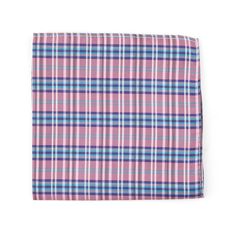 Pocket Square // Light Pink + Blue Plaid