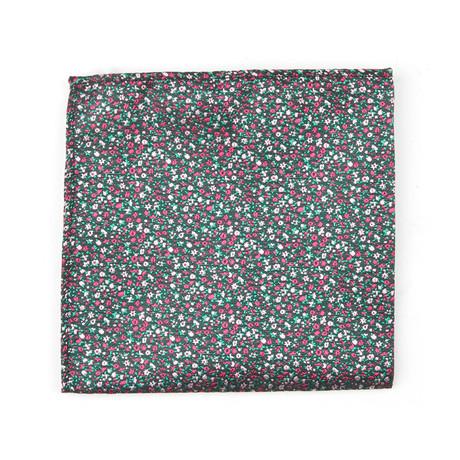 Pocket Square // Black + Fushia + Pink Roses