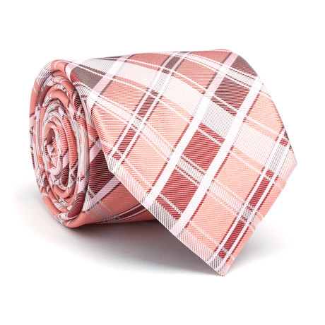 Hand Made Silk Tie // Light Pink + Dark Pink Plaid