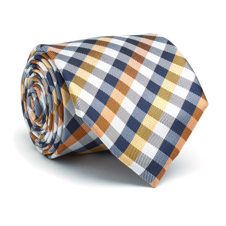 Hand Made Silk Tie // Orange + Yellow Checkered