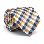 Hand Made Silk Tie // Orange + Yellow Checkered