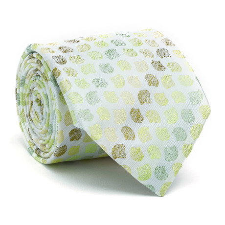 Hand Made Silk Tie // White, Mint, Lime Patterned
