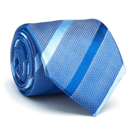 Hand Made Silk Tie // Royal Blue + Light Blue Striped