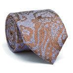 Hand Made Silk Tie // Dark Blue + Brown Paisey