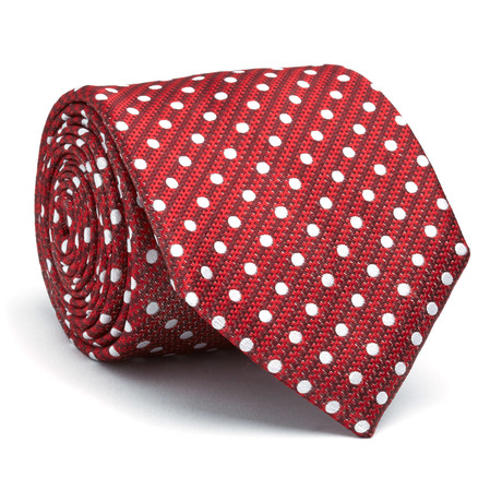 Hand Made Silk Tie // Maroon + White Dotted