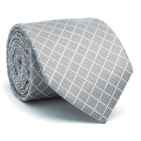 Hand Made Silk Tie // Light Grey Plaid