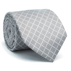 Hand Made Silk Tie // Light Grey Plaid