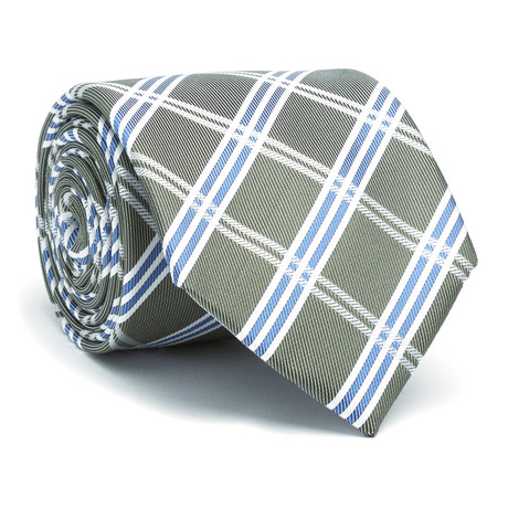 Hand Made Silk Tie // Mountain Green + White Striped