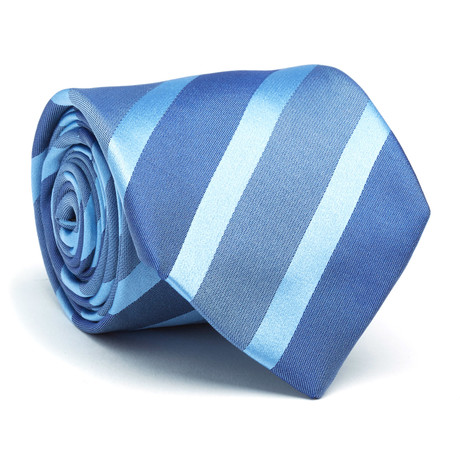 Hand Made Silk Tie // Blue Color Block Striped