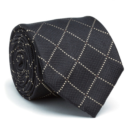 Hand Made Silk Tie // Black Dotted Checkered