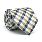 Hand Made Silk Tie // Black, Yellow + White Checkered