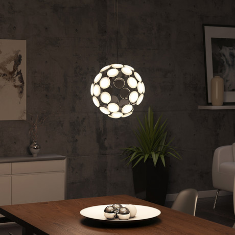 KASTRA Series // Globe LED Chandelier // Silver // Large