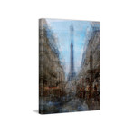 Eiffel Thru Streets Painting Print on Wrapped Canvas (18"H x 12"W  x 1.5"D)