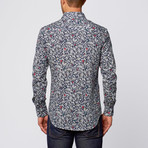 Wildflower Print Button-Up Shirt // Navy (S)
