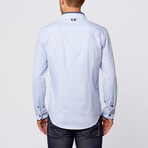 Polka Dot Print Button-Up Shirt // Blue (S)