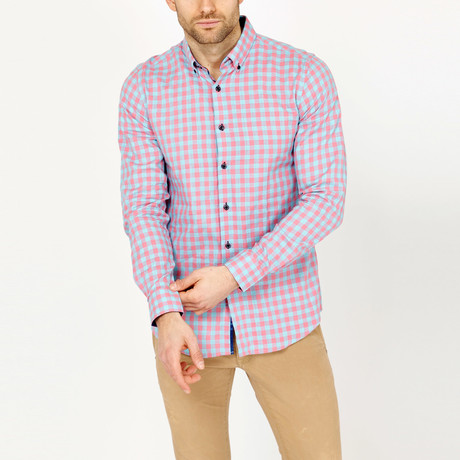 St. Lynn // Bailey Button-Down // Light Blue + Pink Gingham (L)