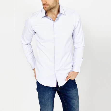 St. Lynn // Floral Button-Up // White Pinstripe (M)