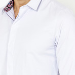 St. Lynn // Floral Button-Up // White Pinstripe (M)