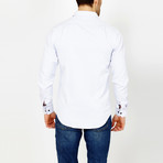 St. Lynn // Floral Button-Up // White Pinstripe (M)