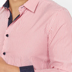 St. Lynn // Alton Button-Up // White + Red Stripe (XL)