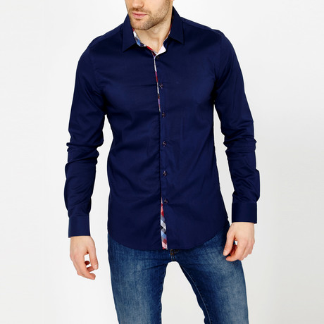 St. Lynn // Easton Button-Up // Navy (L)