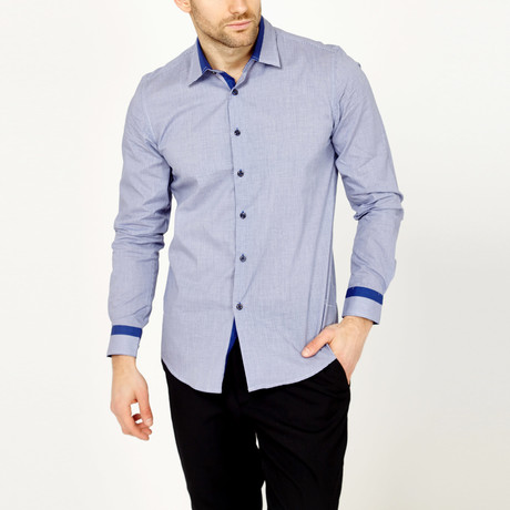 Snyder Houndstooth Button-Up // Blue (S)