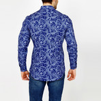 St. Lynn // Bold Button-Up // Blue Paisley (2XL)