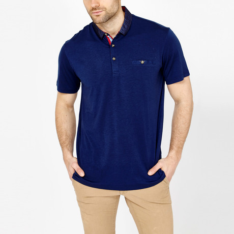 St. Lynn // Contrast Polo Shirt // Navy (M)