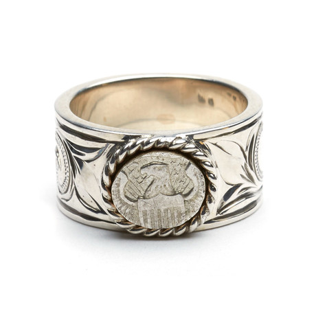 Large Flat Eagle Silver Ring (Size 7)